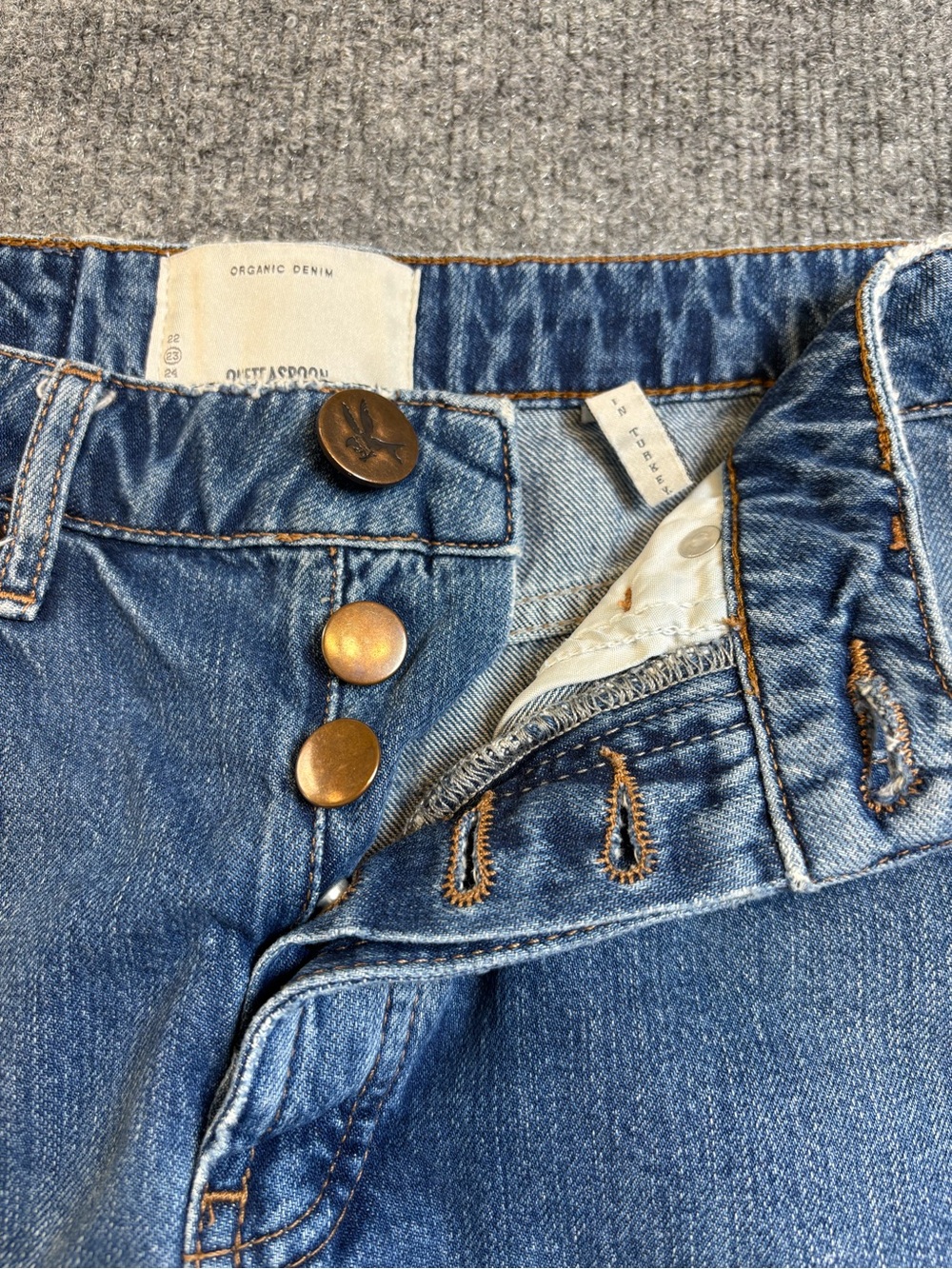 One Teaspoon Organic Denim Hawks Shorts Size 23 Blue Distressed Frayed Hem - Picture 6 of 12